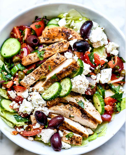 Greek Inspired Chicken Salad and a Drink