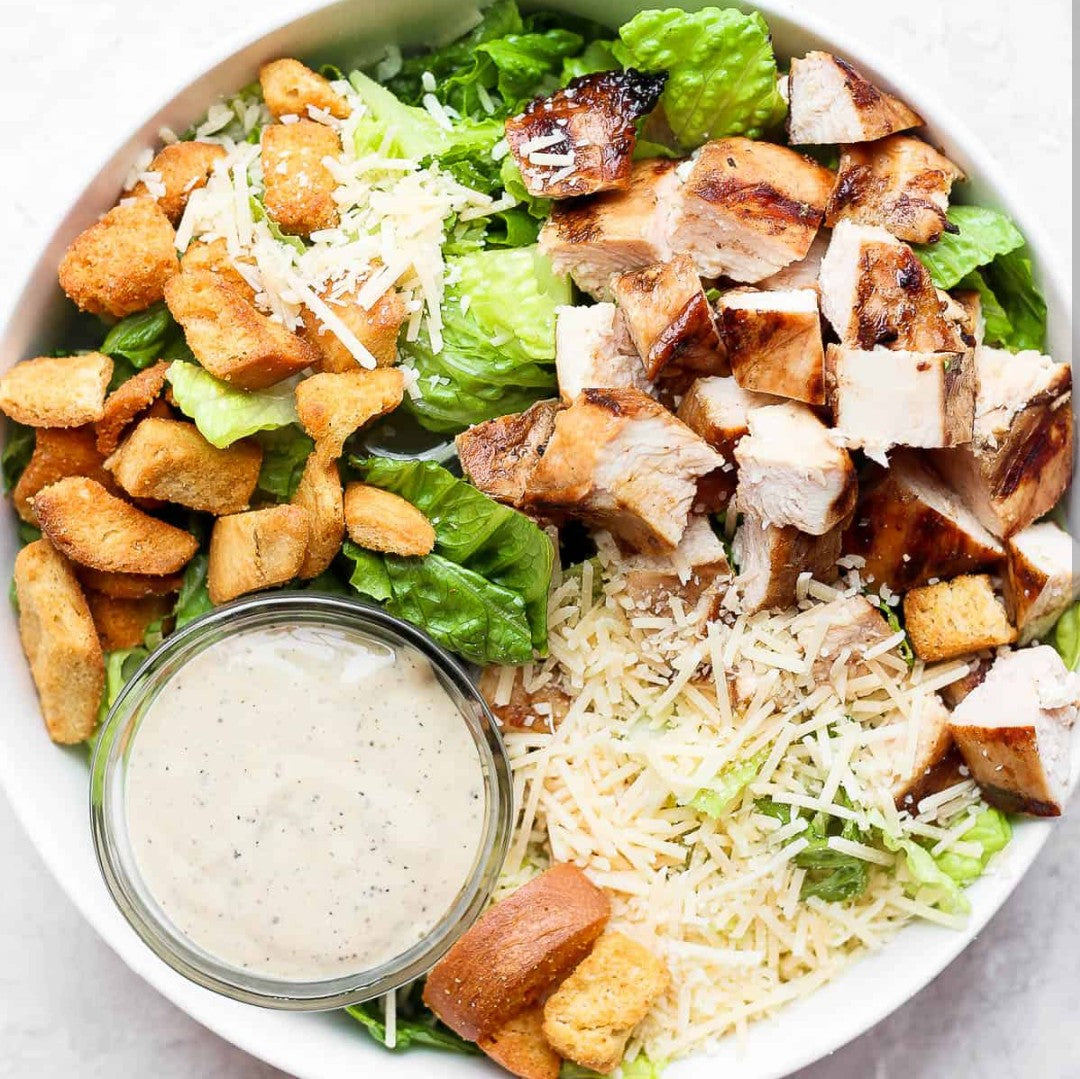 Chicken Caesar Salad and a Drink