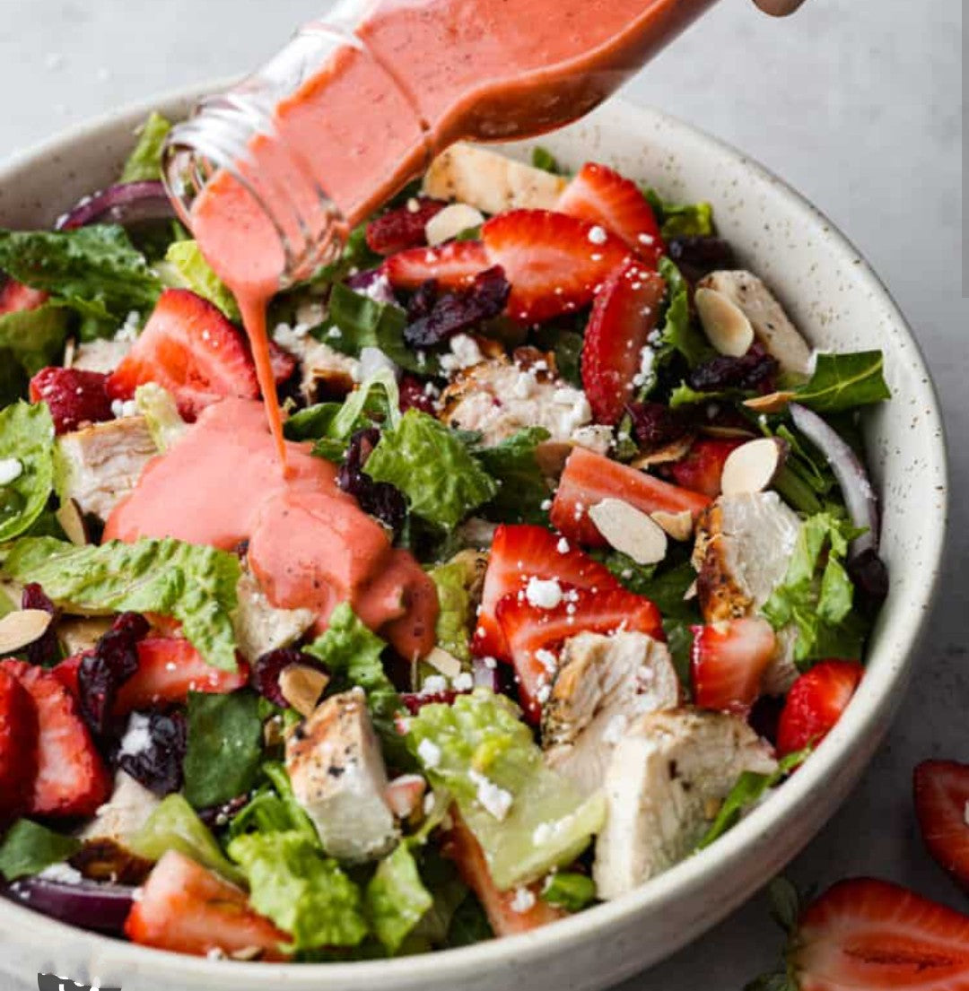 Strawberry Walnut Chicken Salad and a Drink